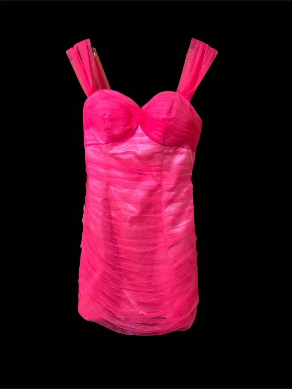 Amazon Hot Pink Tulle Ruched Sweetheart Chemise